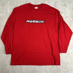 NWT Reebok Bubble Font Script Long Sleeve Shirt Red Men's Size XL Y2K Vintage